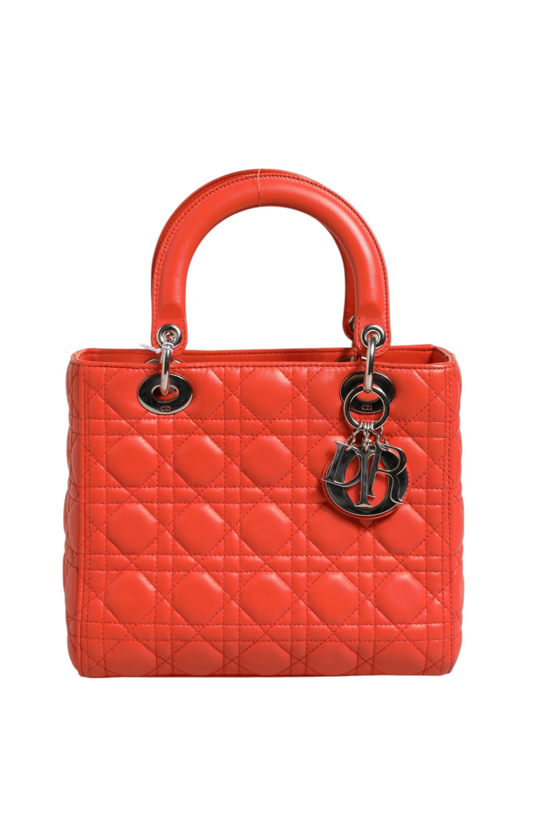 Orange Cannage Lambskin Leather Lady Dior Bag Christian Dior