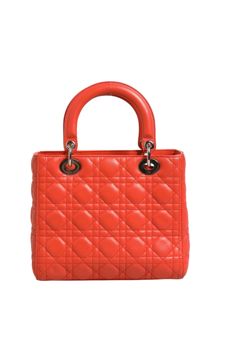 Orange Cannage Lambskin Leather Lady Dior Bag Christian Dior