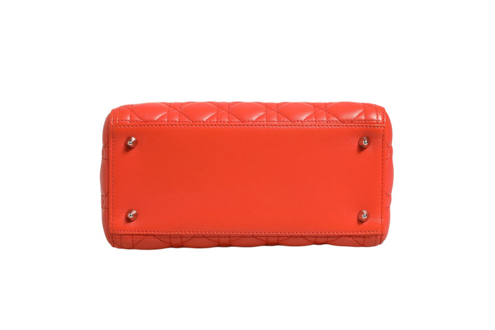 Orange Cannage Lambskin Leather Lady Dior Bag Christian Dior