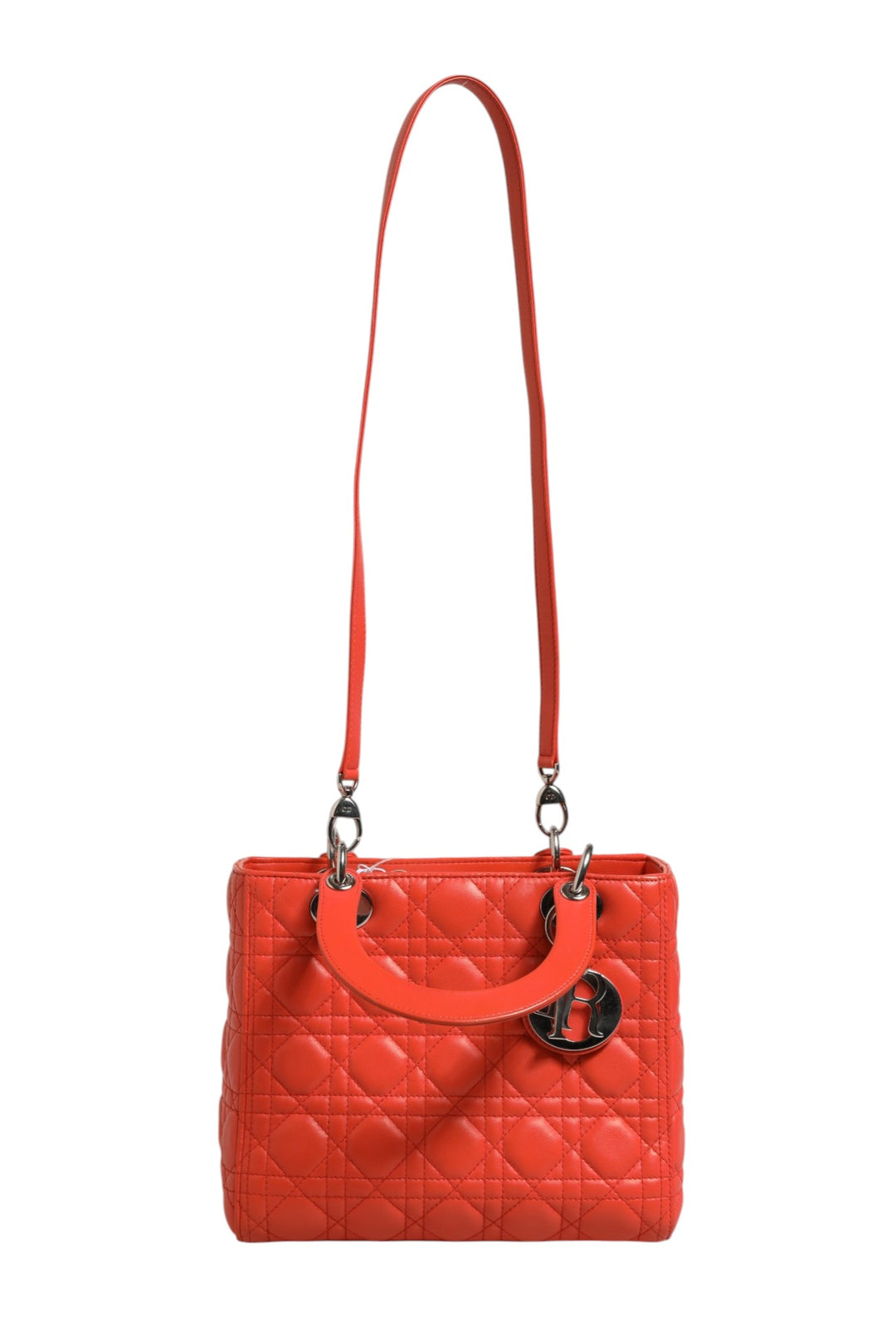 Orange Cannage Lambskin Leather Lady Dior Bag Christian Dior