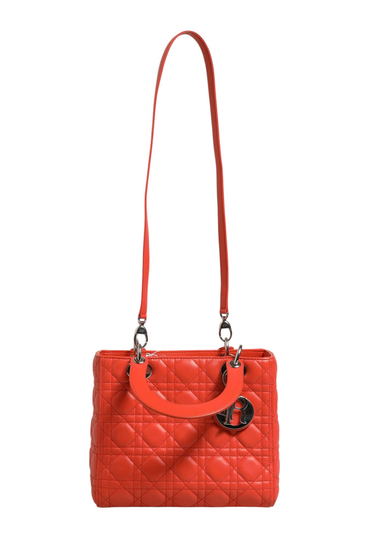 Orange Cannage Lambskin Leather Lady Dior Bag Christian Dior