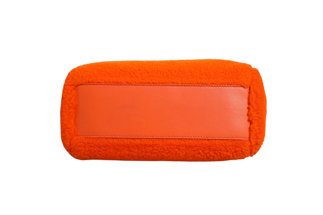 Orange Leather and Shearling Mini Peekaboo Top Handle Bag Fendi