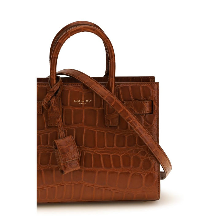 Brown Calf Leather Bos Taurus Handbag Saint Laurent