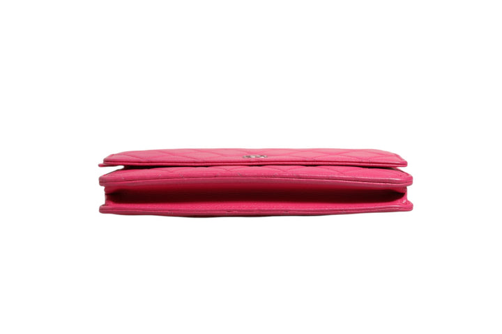 Pink Quilted Lambskin Wallet On Chain WOC Silver Chanel