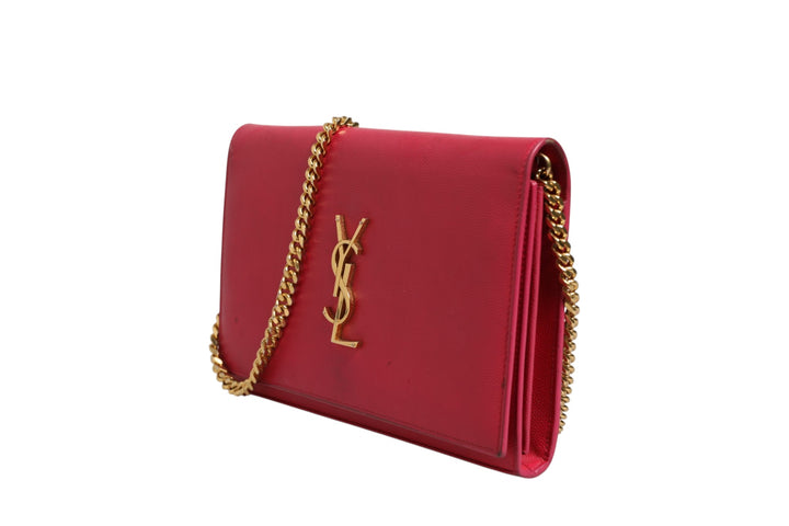 Red Leather Monogram Wallet on Chain Saint Laurent