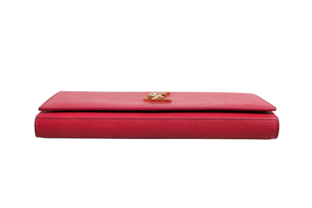 Red Leather Monogram Wallet on Chain Saint Laurent