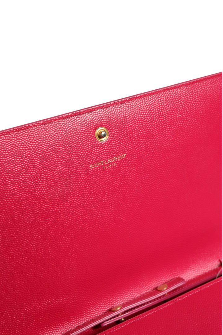 Red Leather Monogram Wallet on Chain Saint Laurent