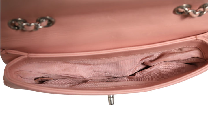 Small Classic Double Flap Bag Light Pink Chevron Chanel