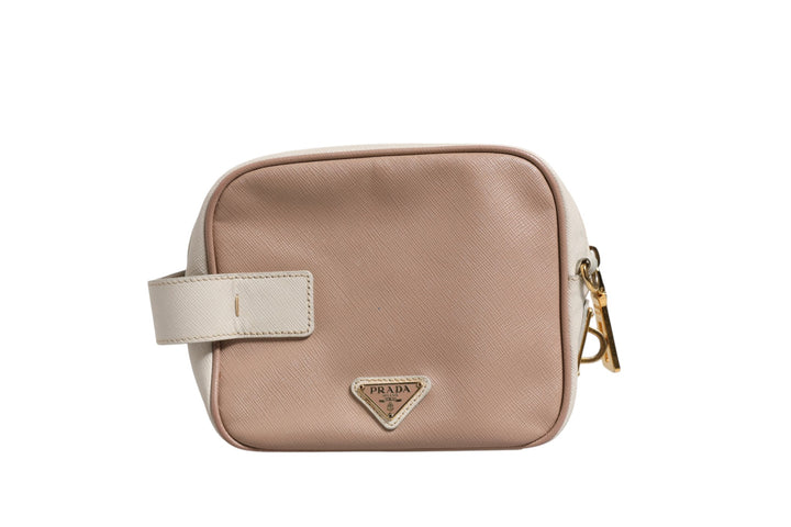 Clay Gray Small Leather Shoulder Bag Prada