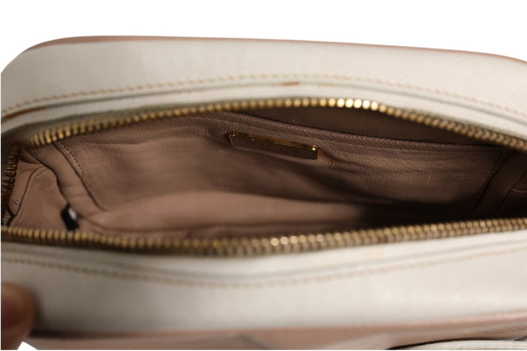 Clay Gray Small Leather Shoulder Bag Prada