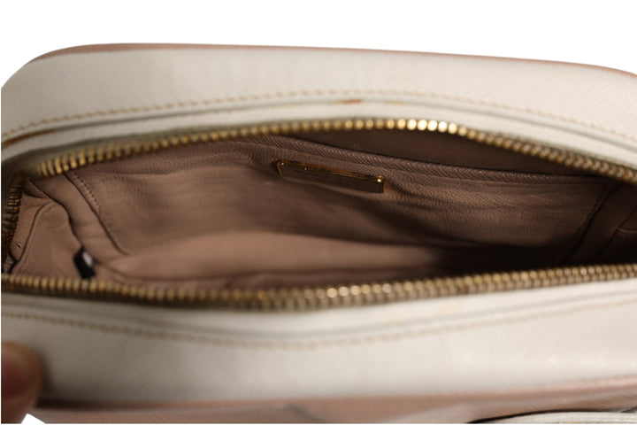 Clay Gray Small Leather Shoulder Bag Prada