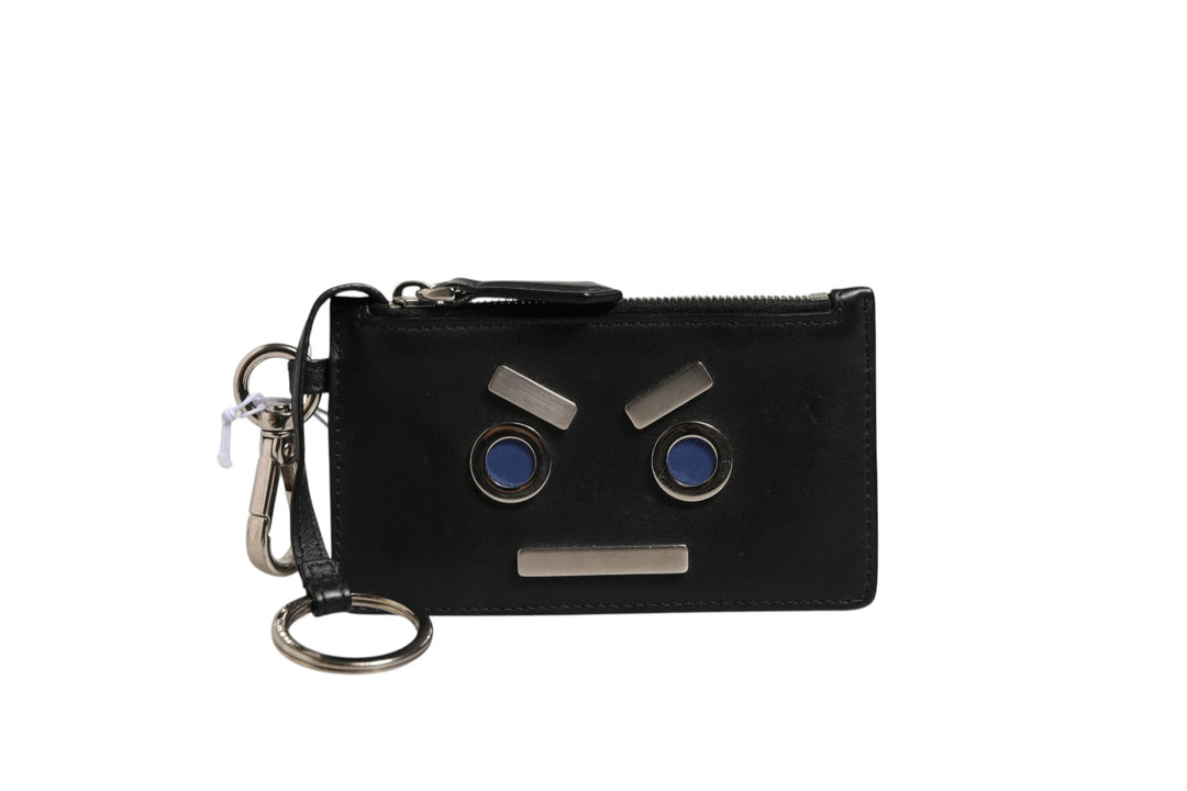 Vitello Liberty Studded Coin Pouch Key Case Ardesia Fendi