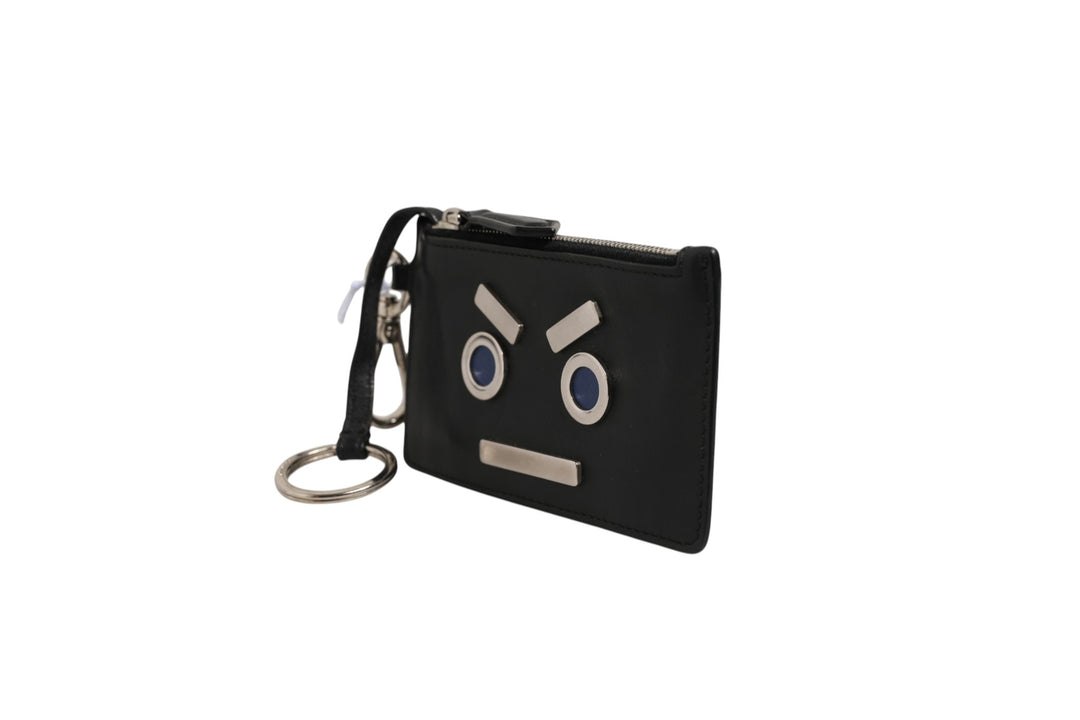 Vitello Liberty Studded Coin Pouch Key Case Ardesia Fendi