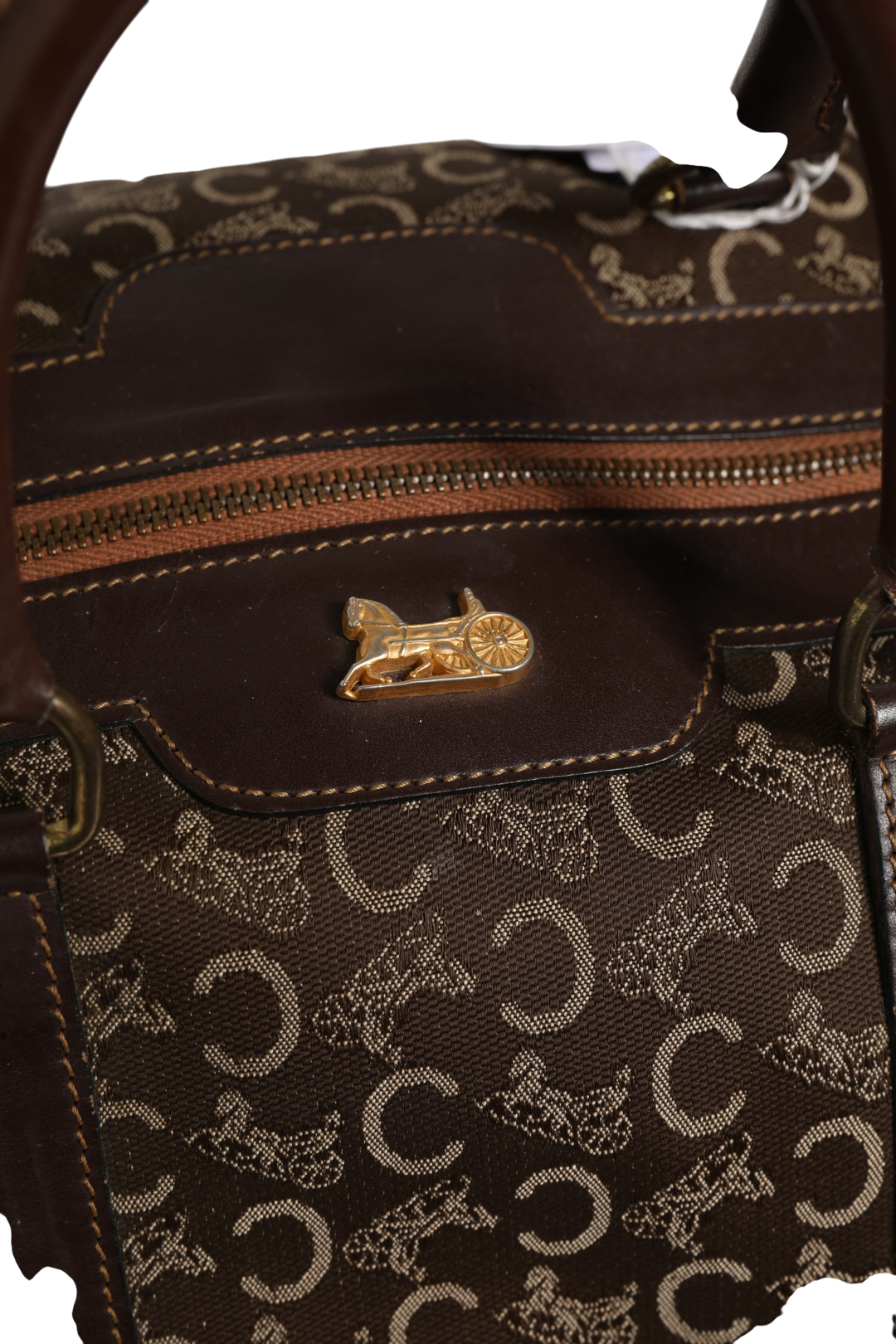 Dark brown and Gold logo duffel Celine