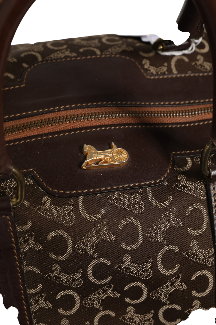 Dark brown and Gold logo duffel Celine