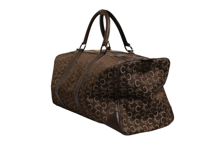 Dark brown and Gold logo duffel Celine
