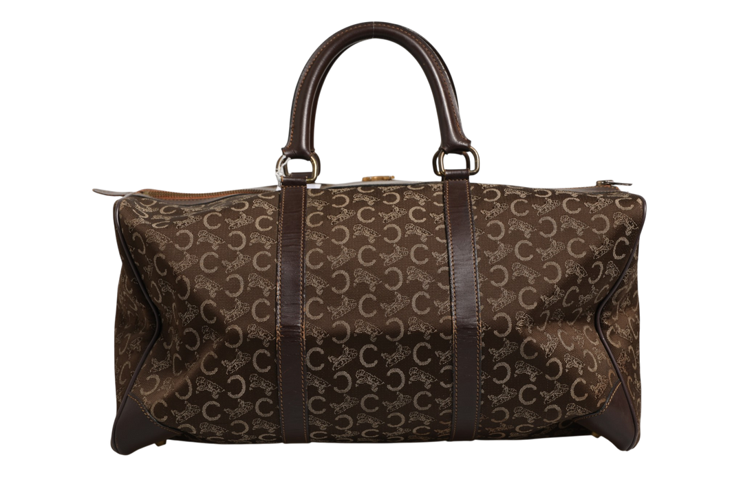 Dark brown and Gold logo duffel Celine