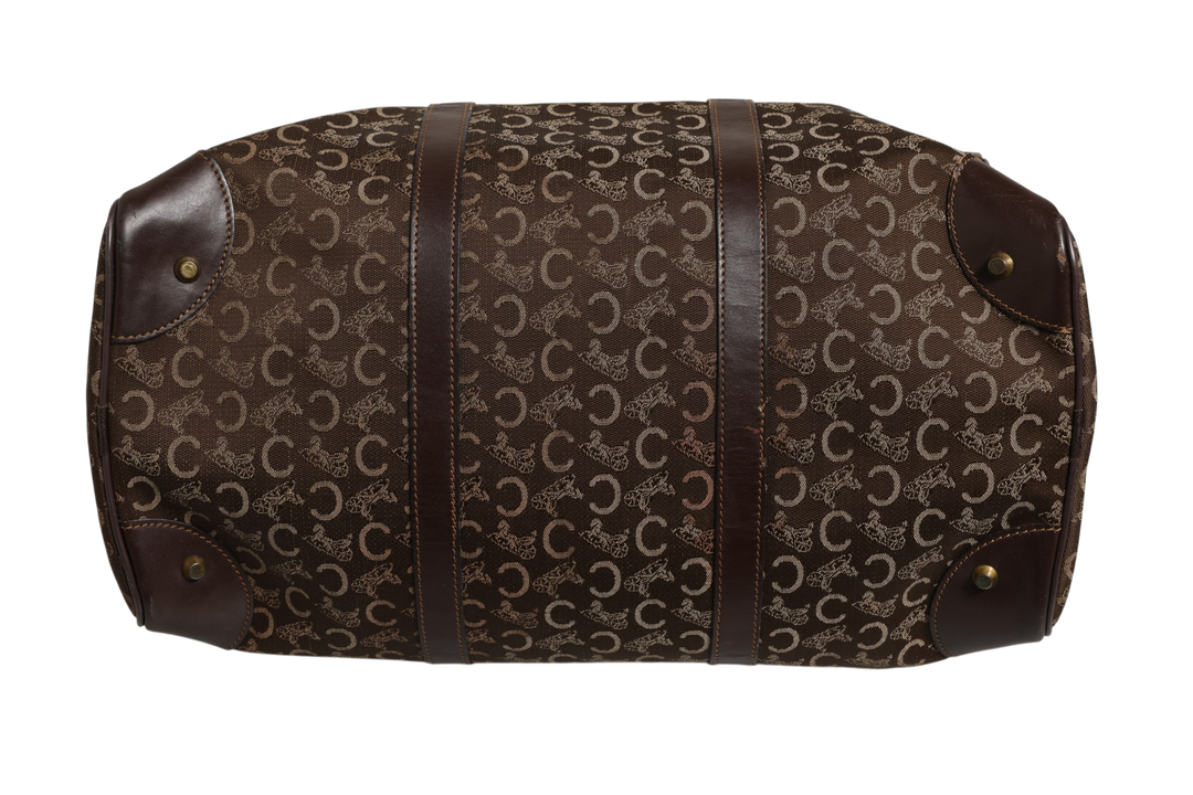Dark brown and Gold logo duffel Celine
