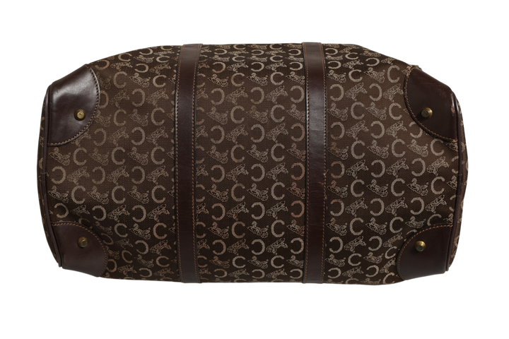 Dark brown and Gold logo duffel Celine