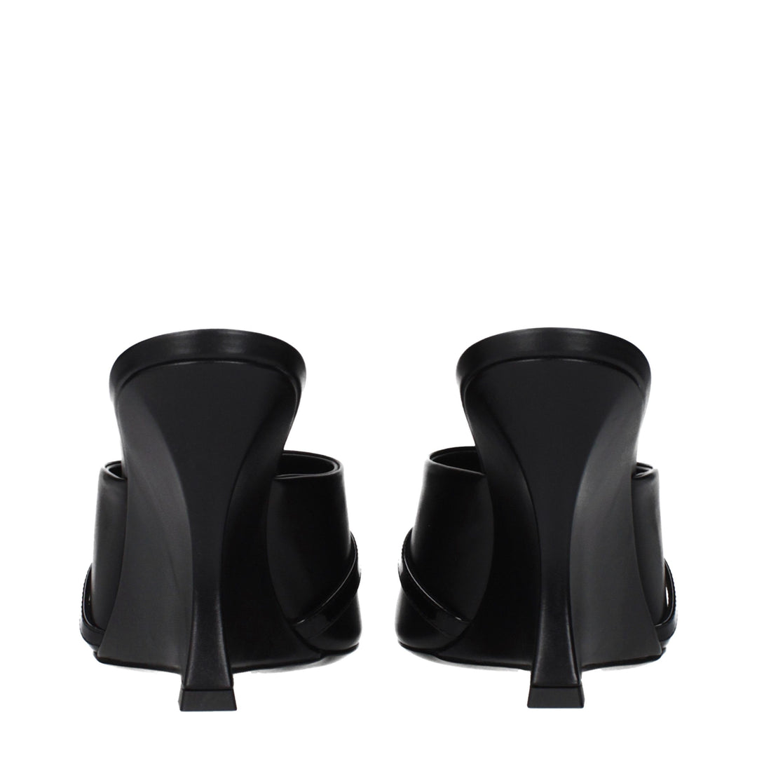 Black Leather Wedge Sandals Versace