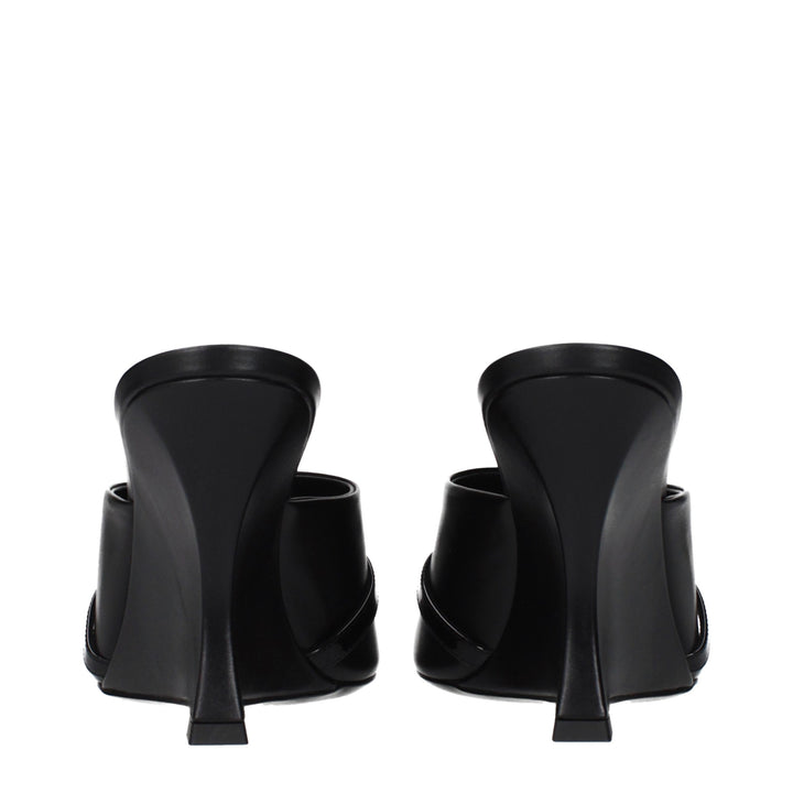 Black Leather Wedge Sandals Versace