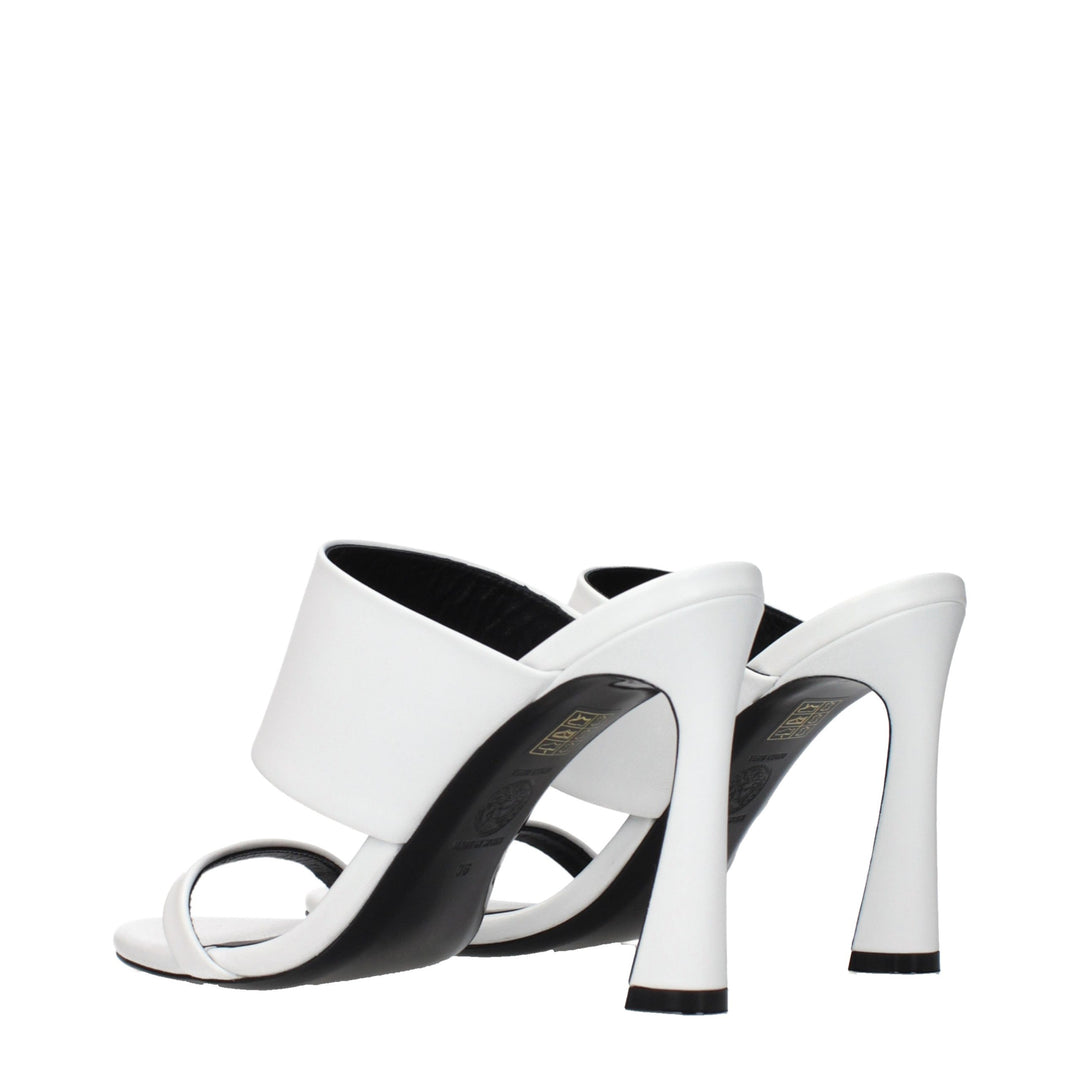 White Leather Stiletto Heel Sandals Versace
