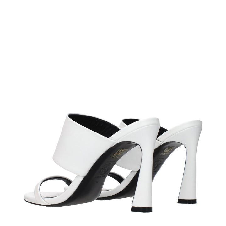 White Leather Stiletto Heel Sandals Versace