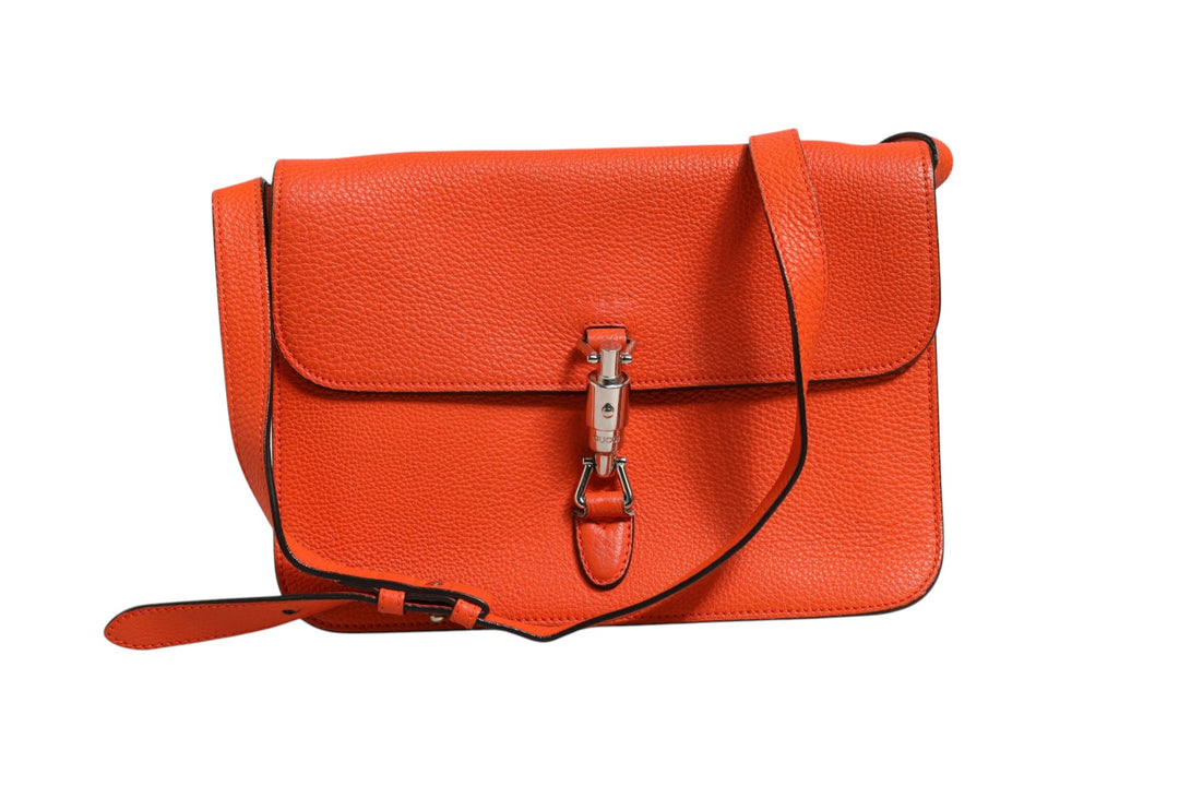 Jackie Soft Flap Shoulder Bag Leather Orange Gucci