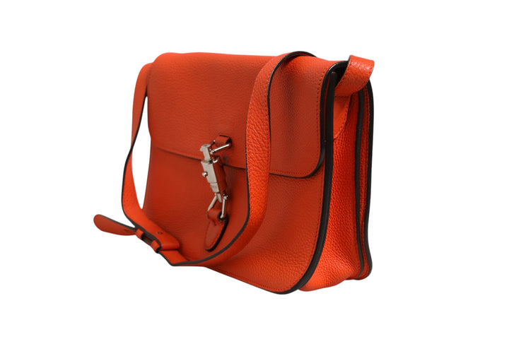 Jackie Soft Flap Shoulder Bag Leather Orange Gucci