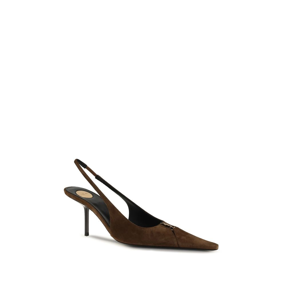 Brown Calf Leather Bos Taurus High Heel Pumps Saint Laurent