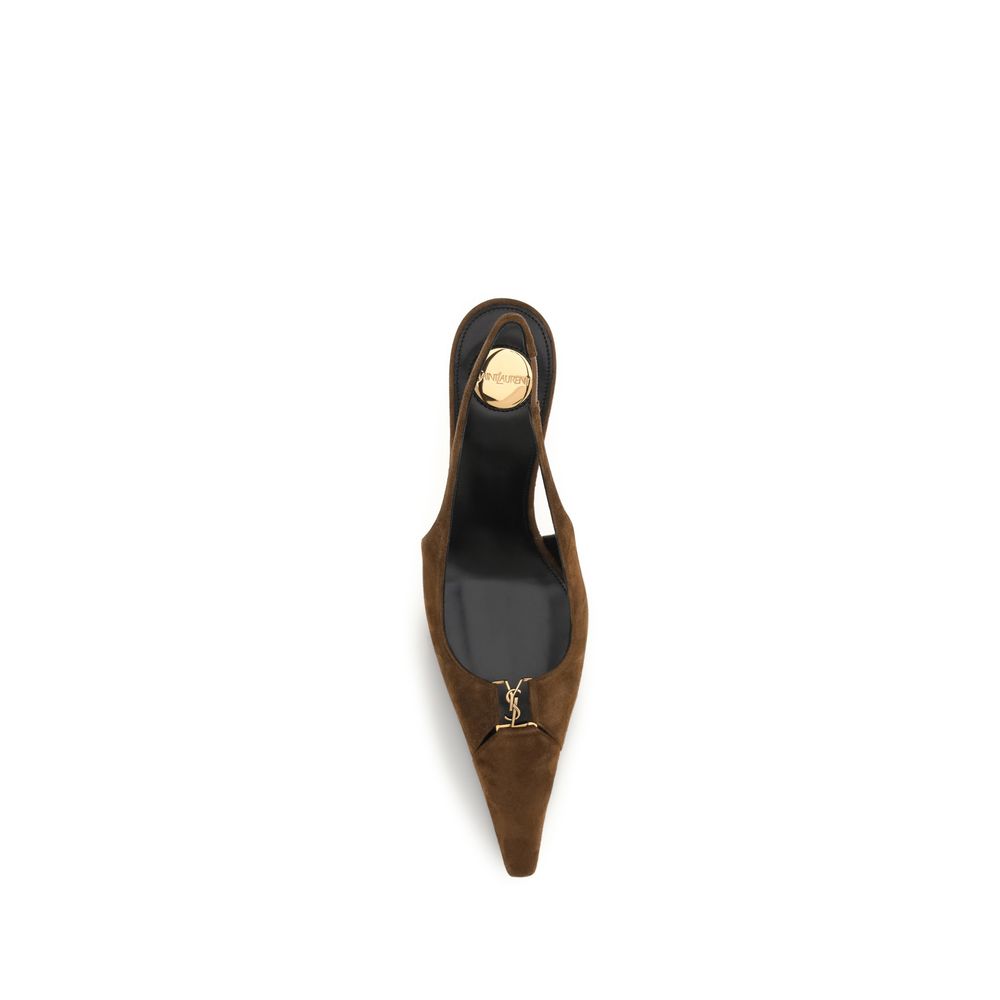 Brown Calf Leather Bos Taurus High Heel Pumps Saint Laurent