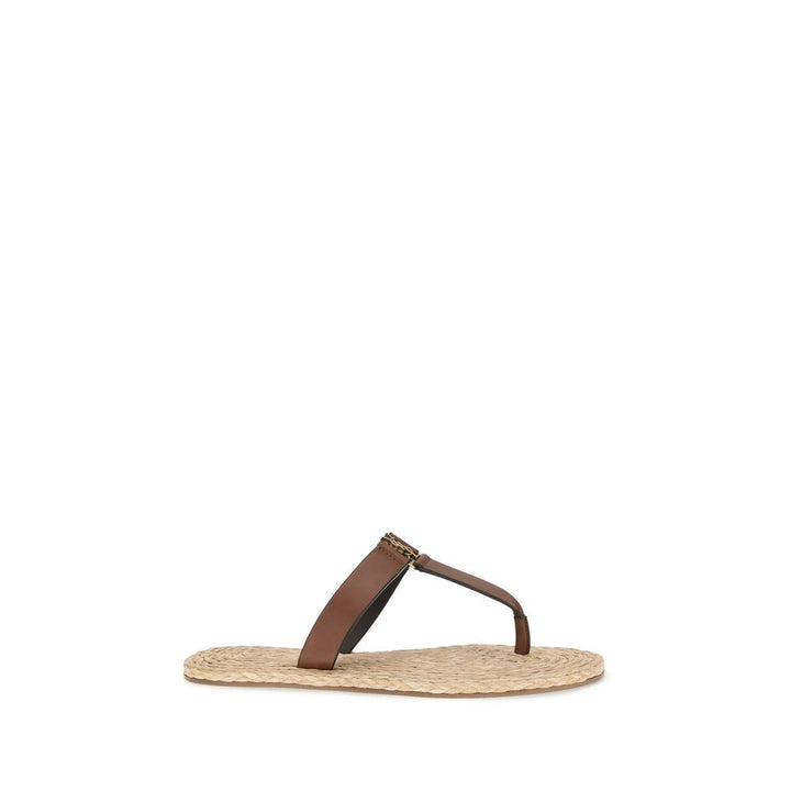 Brown Calf Leather Bos Taurus Flat Sandals Saint Laurent