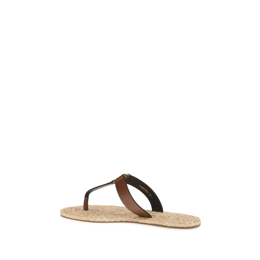 Brown Calf Leather Bos Taurus Flat Sandals Saint Laurent