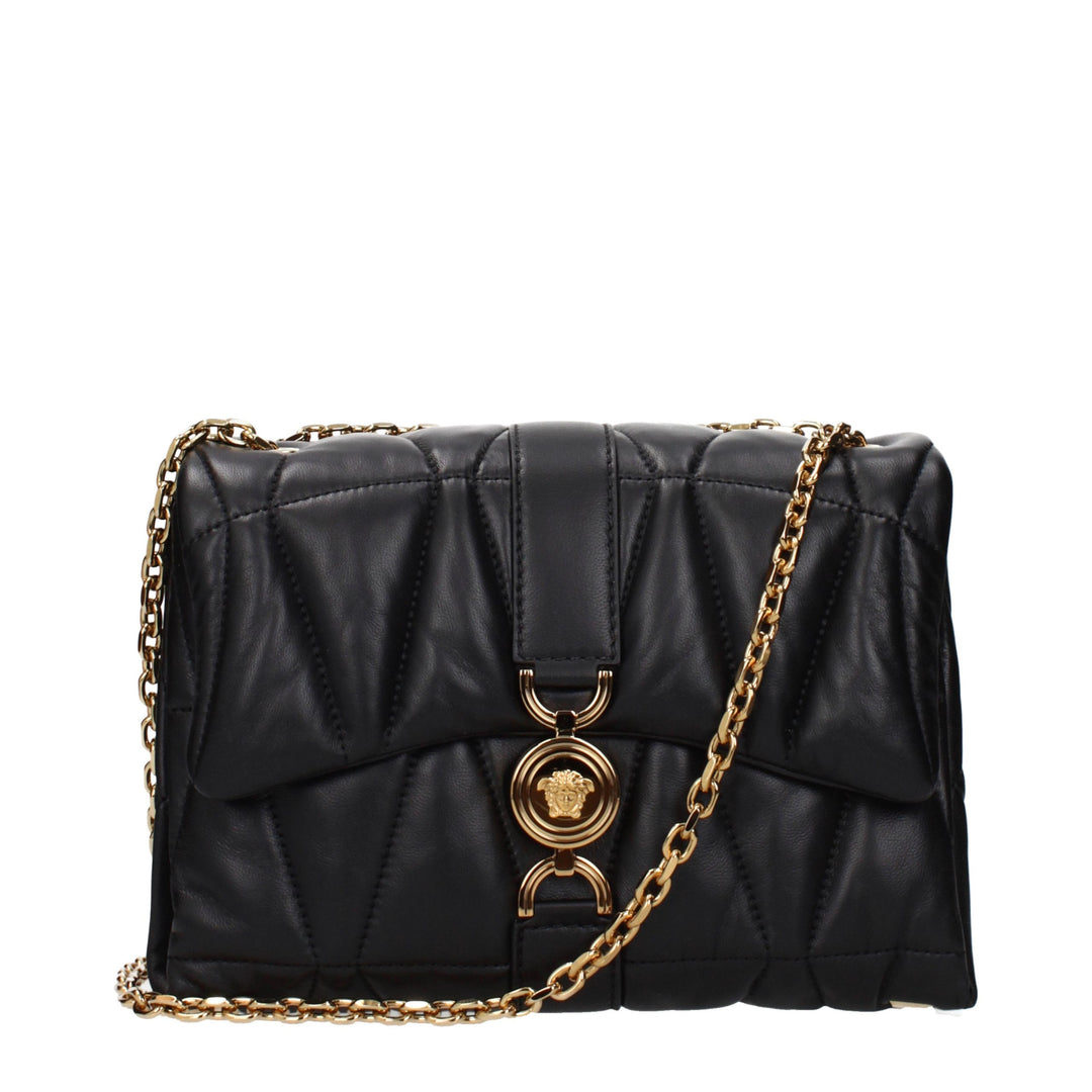 Black Leather Shoulder Bag Versace