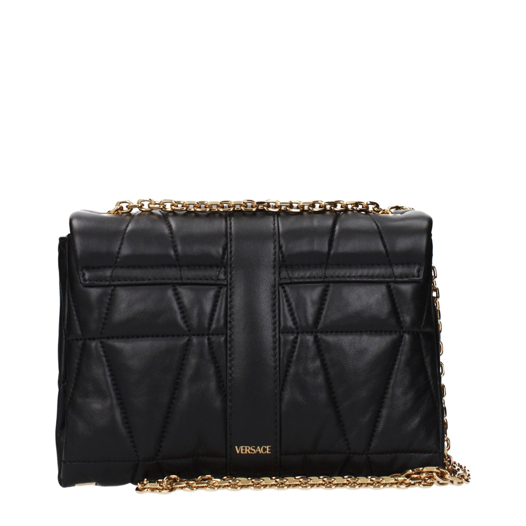 Black Leather Shoulder Bag Versace