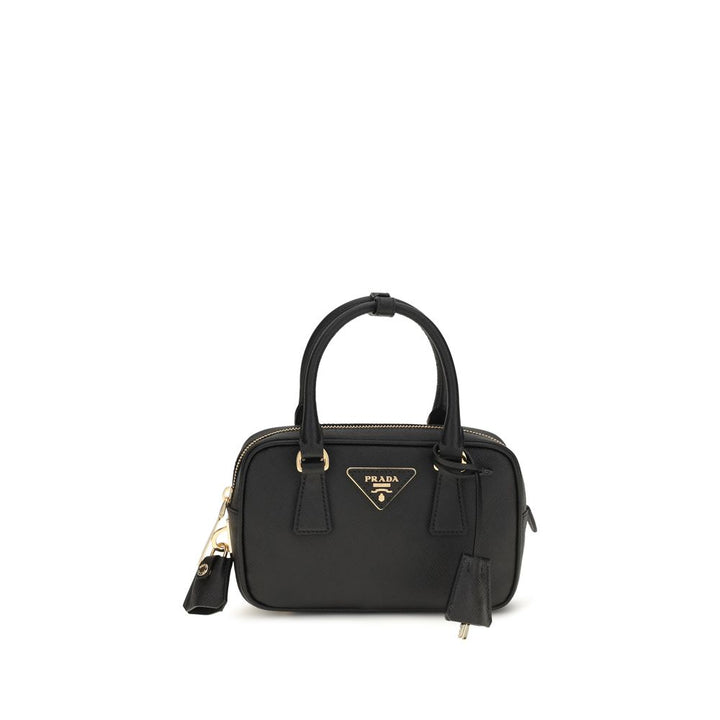 Black Calf Leather Bos Taurus Handbag Prada