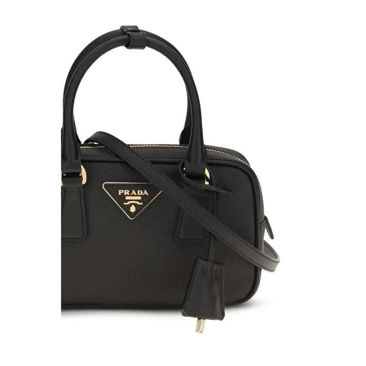 Black Calf Leather Bos Taurus Handbag Prada