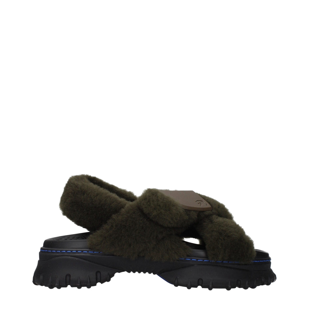 Green Fur Slippers Burberry