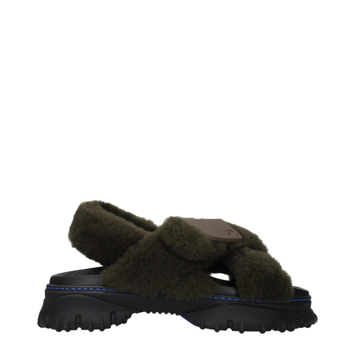 Green Fur Slippers Burberry