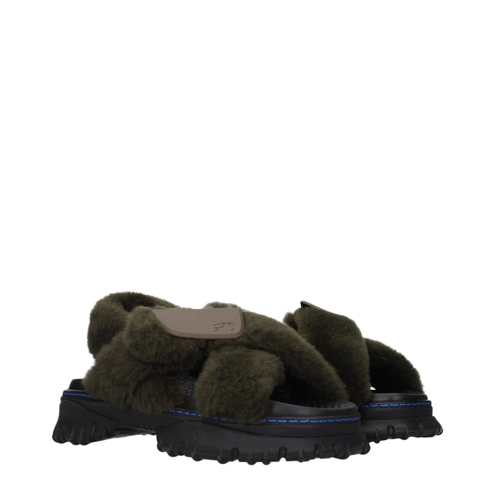 Green Fur Slippers Burberry