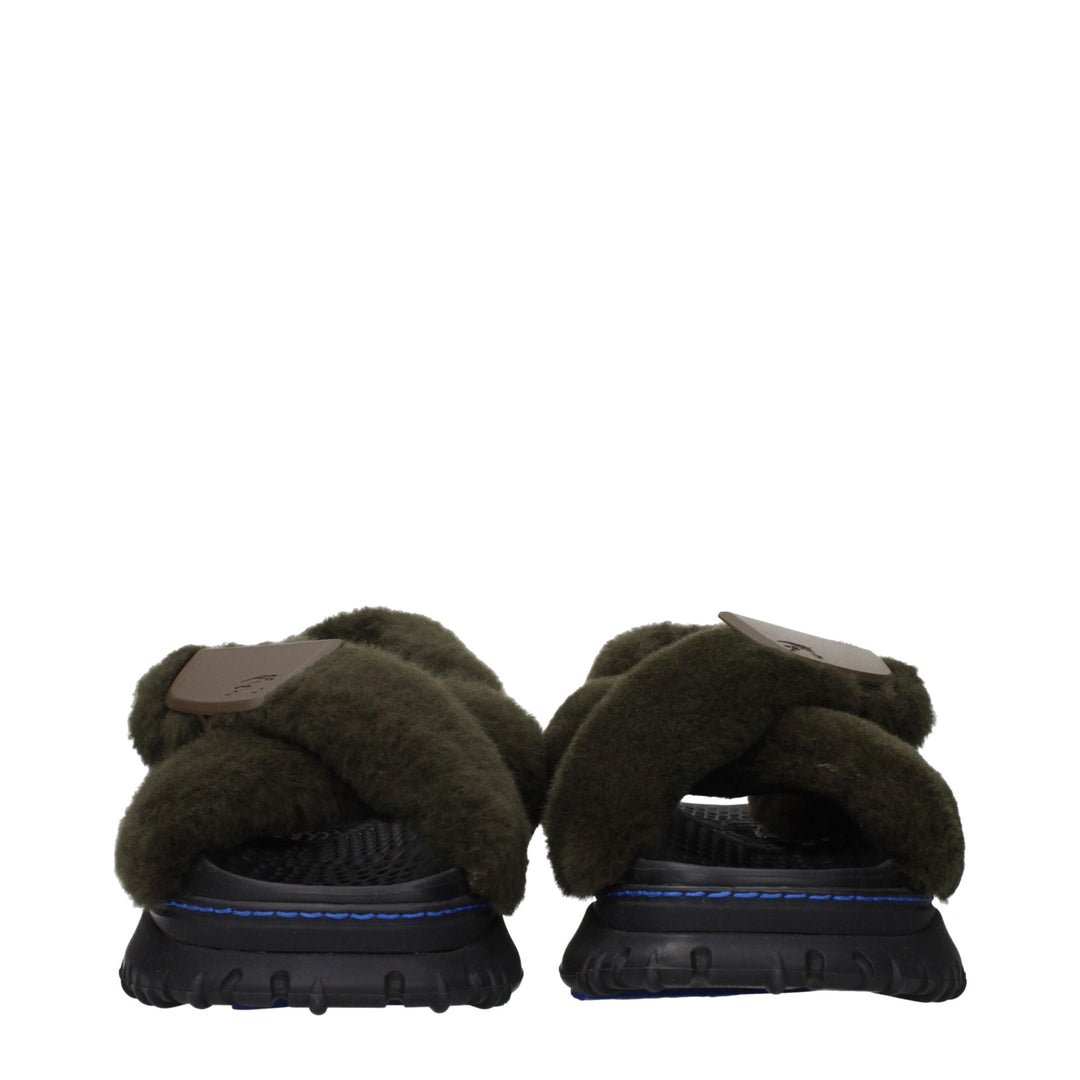 Green Fur Slippers Burberry