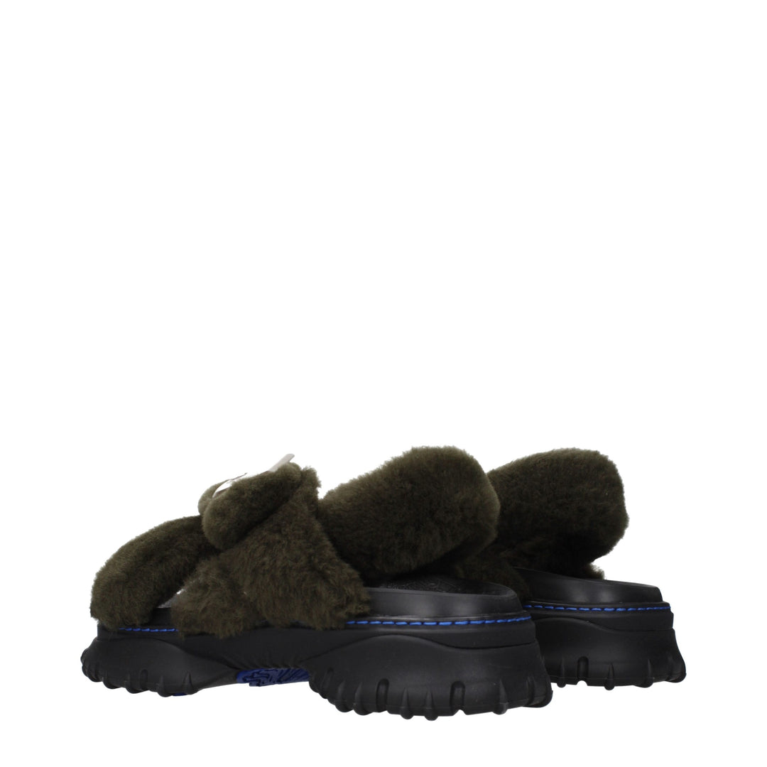 Green Fur Slippers Burberry