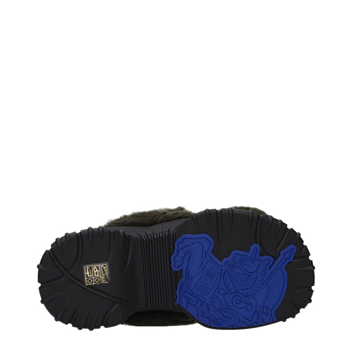 Green Fur Slippers Burberry