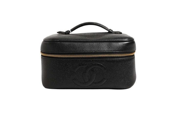Black and gold makeup bag Chanel