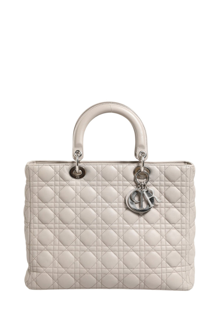 Lady Dior Large Grey Cannage Lambskin Bag Christian Dior