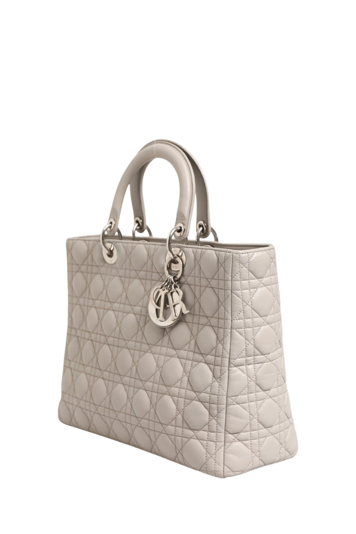 Lady Dior Large Grey Cannage Lambskin Bag Christian Dior
