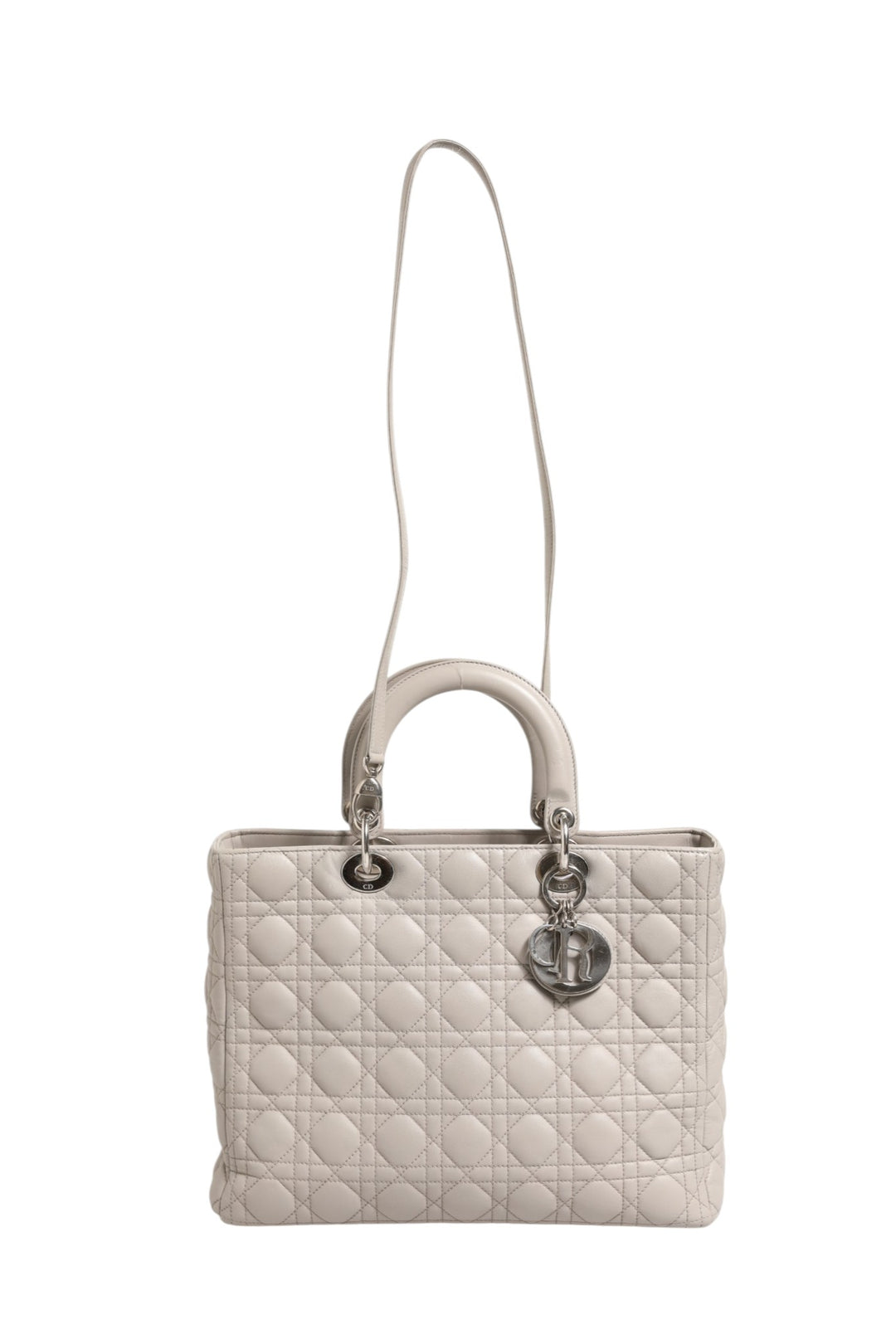 Lady Dior Large Grey Cannage Lambskin Bag Christian Dior