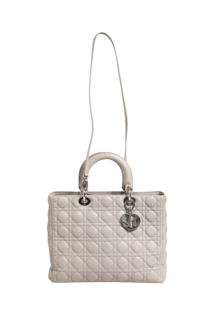 Lady Dior Large Grey Cannage Lambskin Bag Christian Dior