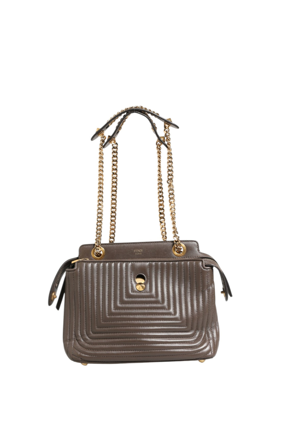 Brown Quilted Lambskin Leather Dotcom Click Small Shoulder Bag Fendi
