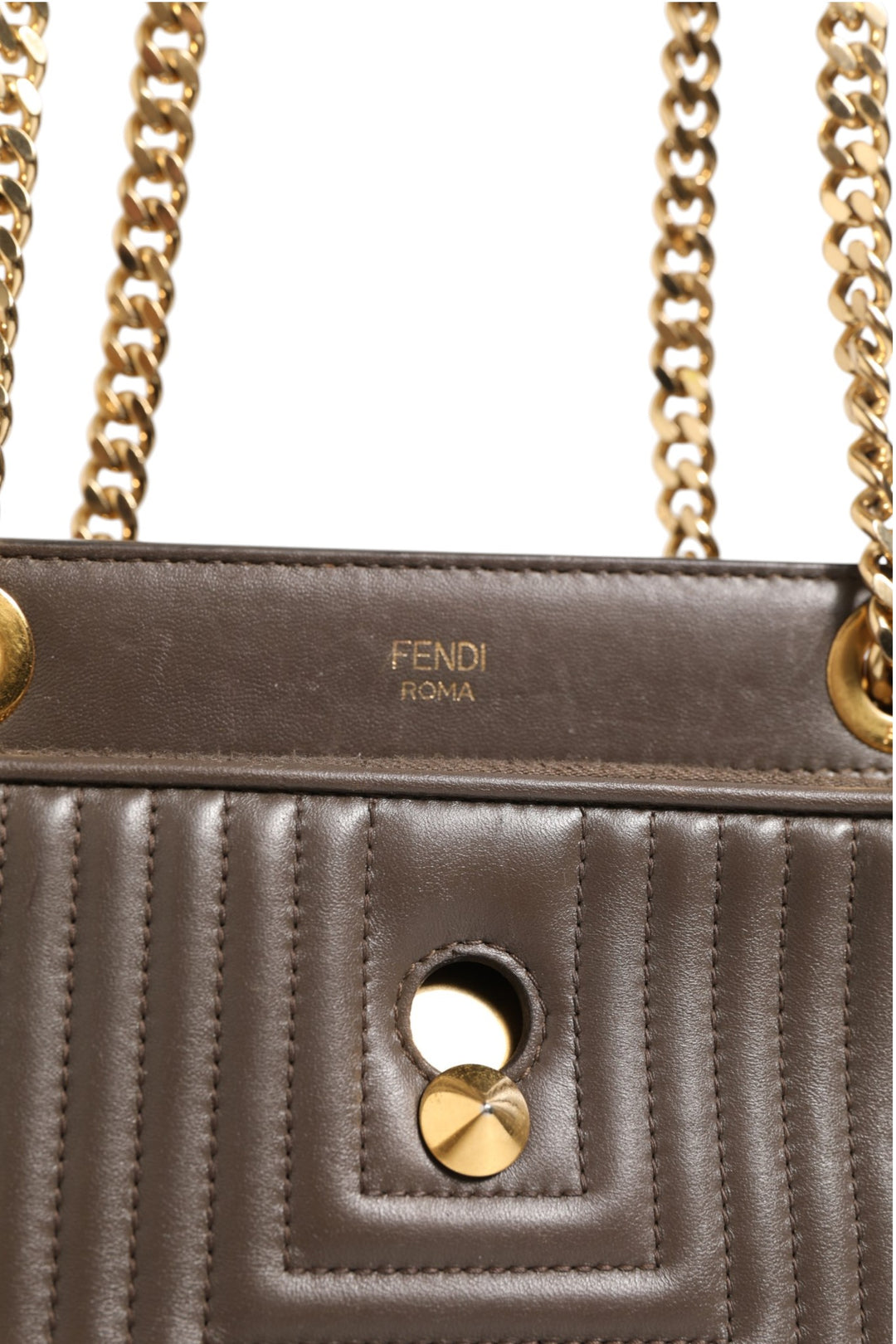 Brown Quilted Lambskin Leather Dotcom Click Small Shoulder Bag Fendi